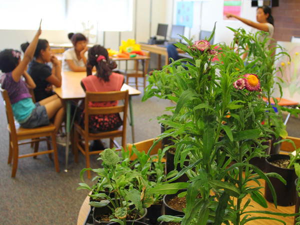 Kids learning gardening basics